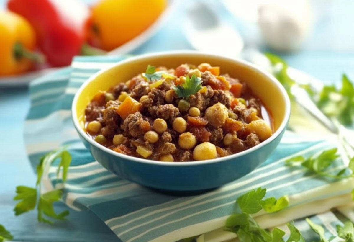 Ensopado de Carne Moída com Grão-de-bico e Legumes- Recipe-CookBook.com