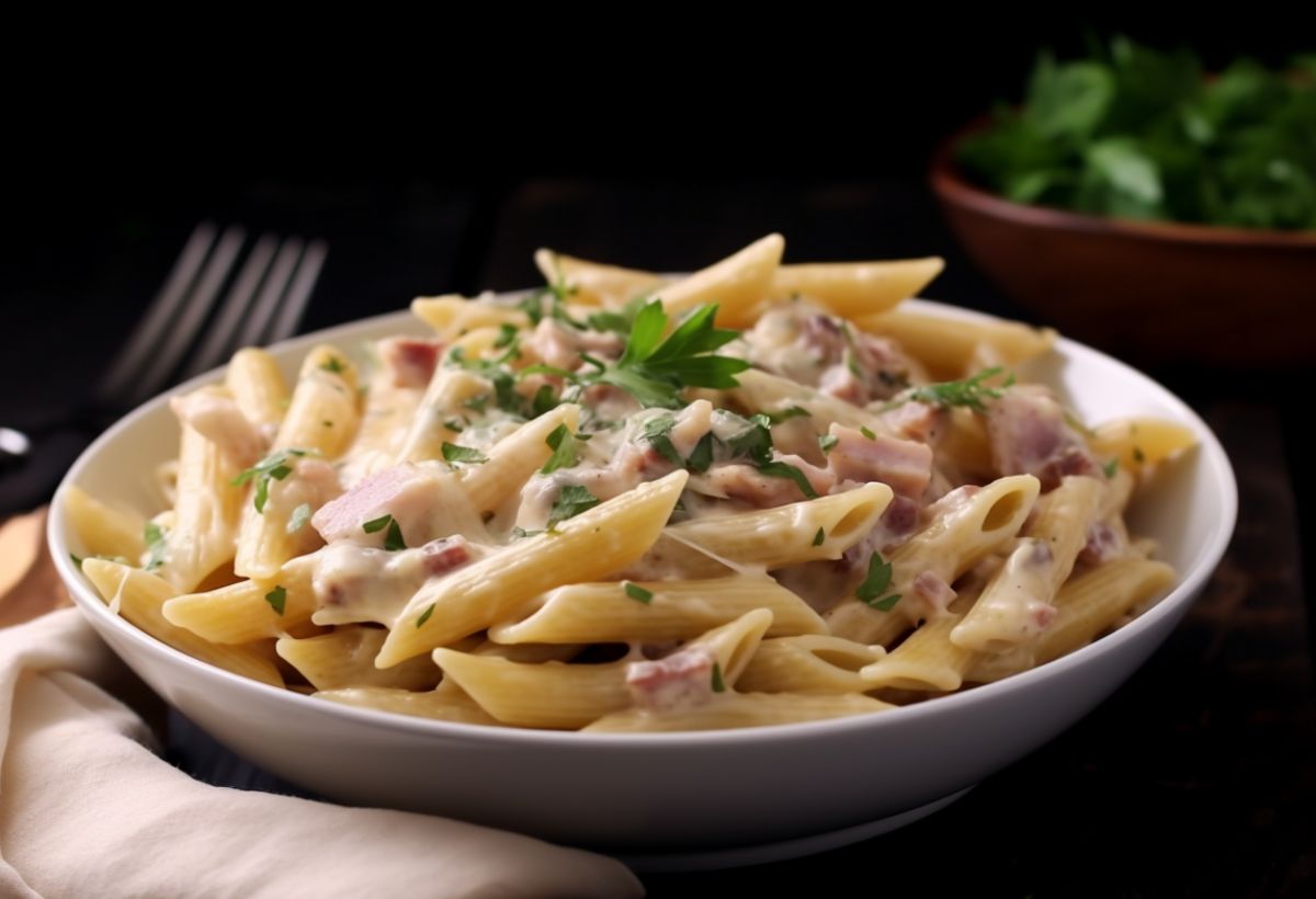 Penne ao Molho Branco- Recipe-CookBook.com