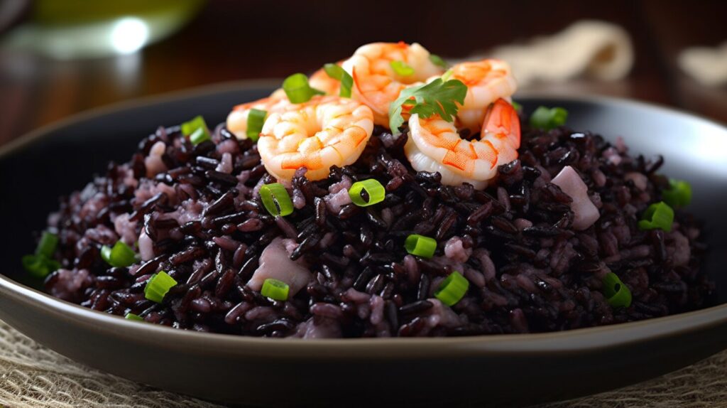 Como fazer Arroz Negro com Camarão- Recipe-CookBook.com