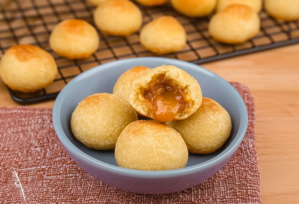 Como fazer Pão de Queijo Recheado com Doce de Leite- Recipe-CookBook.com