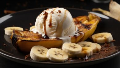 Banana Flambada com Sorvete-Recipe-cookbook.com