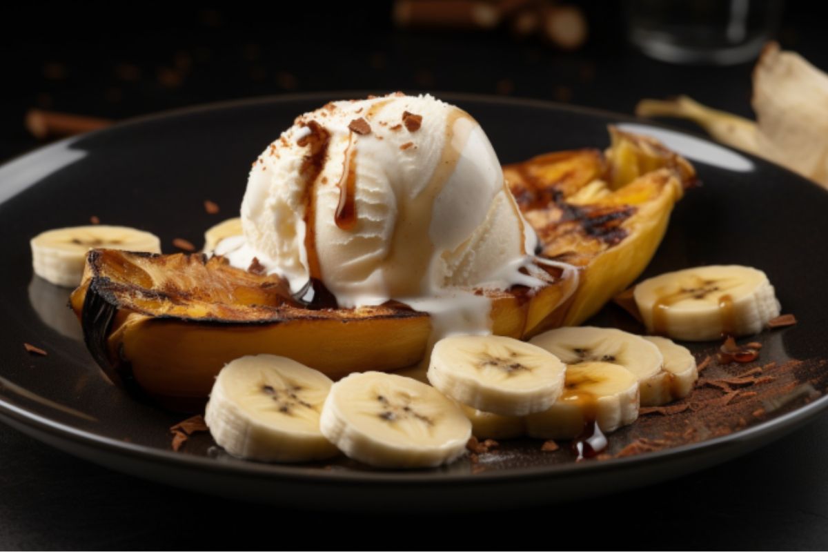 Banana Flambada com Sorvete-Recipe-cookbook.com