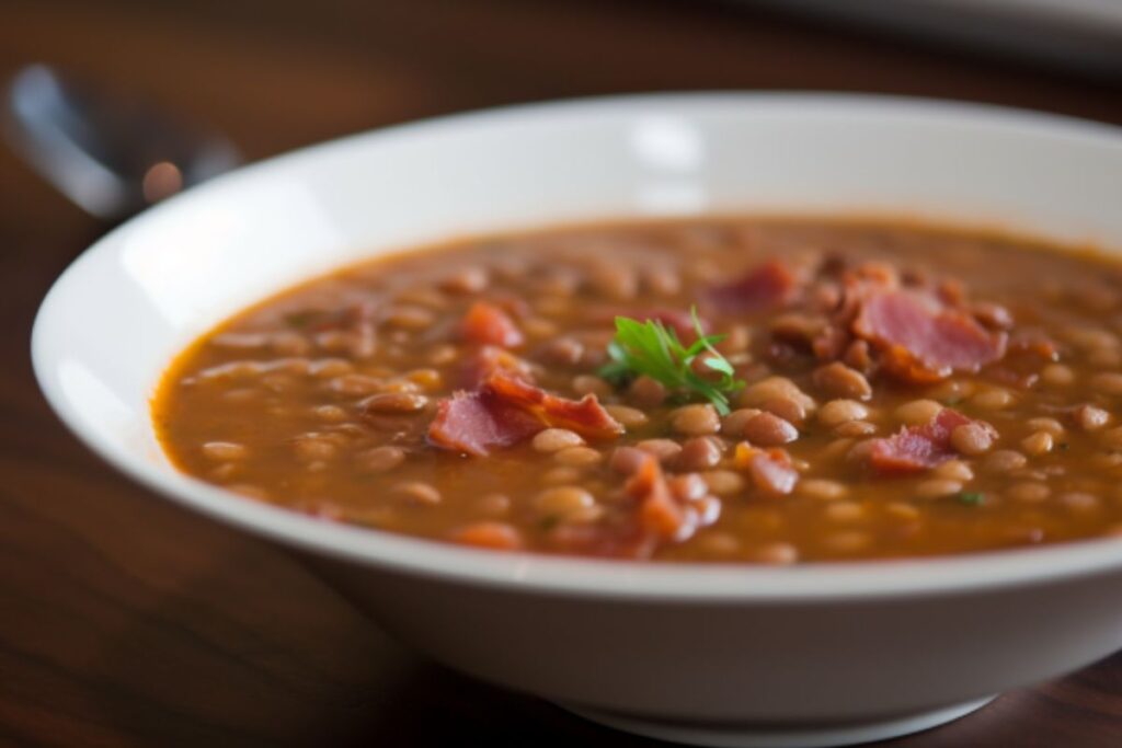 Sopa de Lentilha com Calabresa e Bacon (Receitas 2) Como fazer Sopa de Lentilha com Calabresa e Bacon_recipe-cookbook.com