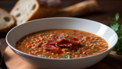 Sopa de Lentilha com Calabresa e Bacon_recipe-cookbook.com