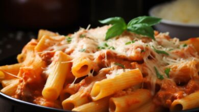 Rigatoni com Presunto e Queijo