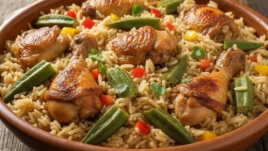 Arroz com Frango e Quiabo_recipe-cookbook.com