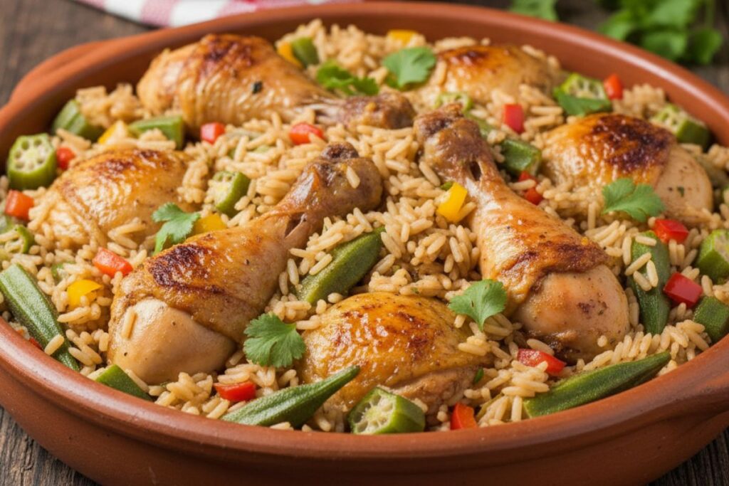 Arroz com Frango e Quiabo (Receitas 2) Como fazer Arroz com Frango e Quiabo_recipe-cookbook.com