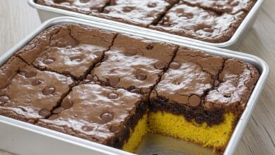 Bolo de Cenoura com Brownie (Receitas 4) Bolo de Cenoura com Brownie_recipe-cookbook.com